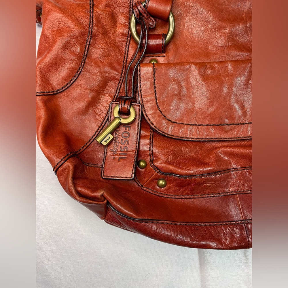 Vintage fossil bag purse, rust color with shoulder strap Y2K